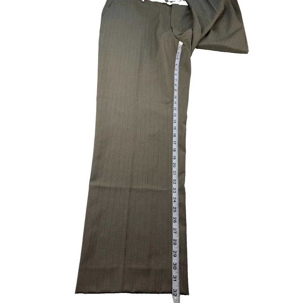 NWT Concepts by Claiborne Wool Dress Pants 44x32 Taupe Pinstripe Flat Front